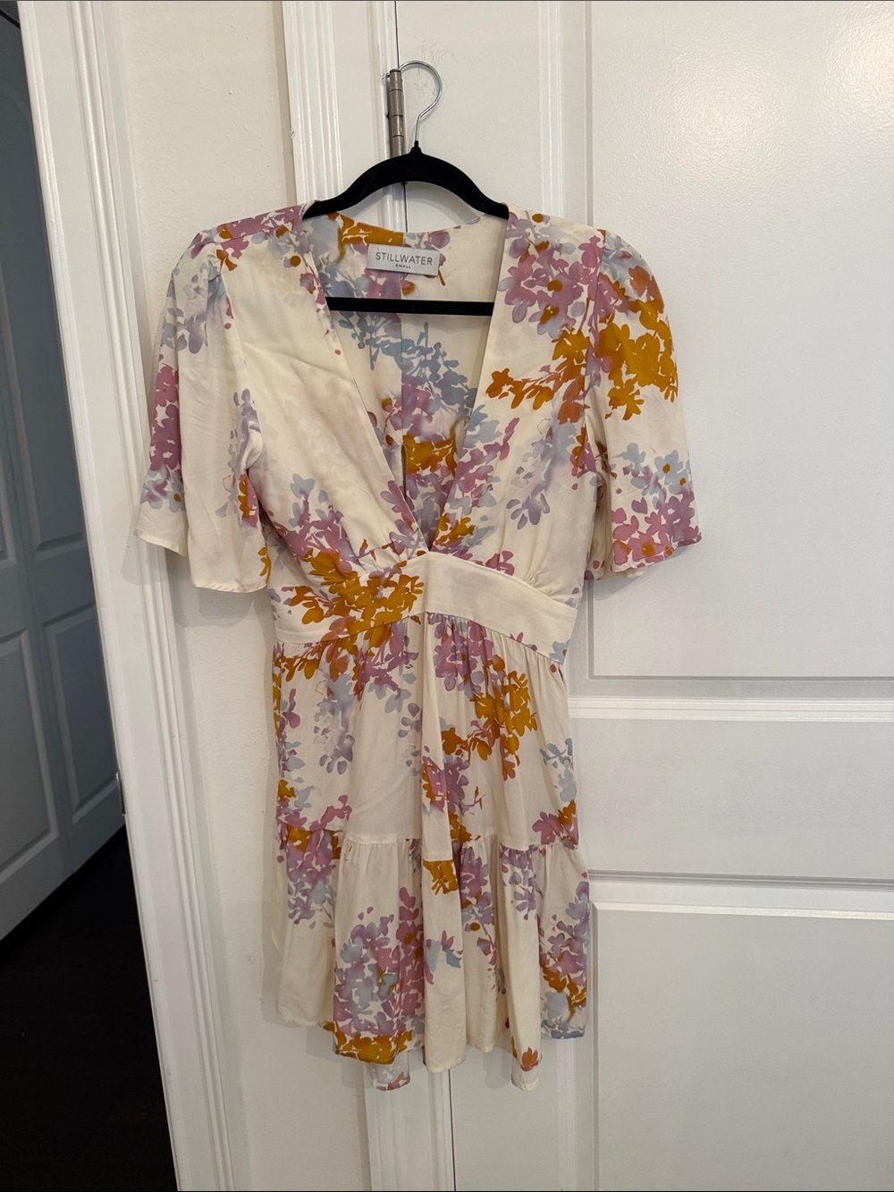 Stillwater Cream Floral Wrap Mini Dress